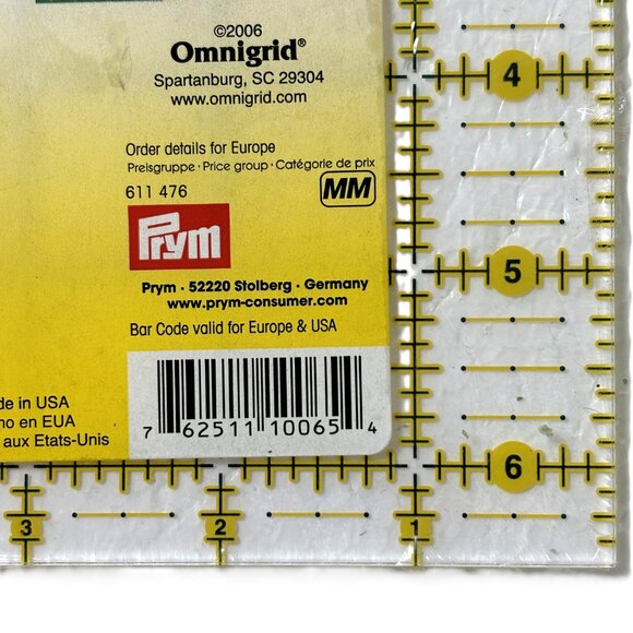 Prym Omnigrid 6.5 x 6.5” Clear Acrylic ruler NWT NOS - Picture 5 of 5